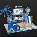 Pepsi Brand Display Stand With Drinks Model Palm Tree Beach Chair And Ad Screen