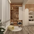 Modern Wooden Open Shelf Unit With Multi Layer Storage And Decorative Display In Living Room