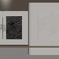 Minimalist Interior Decor With Textured Paintings Green Plant And Glass Vase