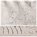 Modern Geometric Patterned Rug With Abstract Wavy Line Designs For Living Room