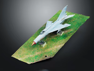 Detailed Airplane Model Displayed On Green Grass Base With Realistic Design Features 3d model