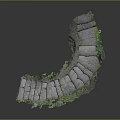 Curved Stone Steps Covered With Green Moss And Natural Texture