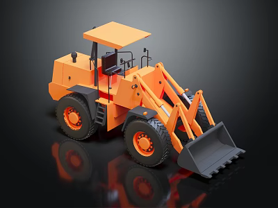 Orange Electric Toy Construction Loader With Realistic Shovel And Big Wheels 3d model