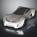 Silver Sports Car With Futuristic Sleek Body Aerodynamic Shape And Black Alloy Wheels