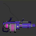 Futuristic Sci Fi Weapon Featuring Purple Pink Neon Glow And Metallic Structural Details