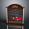 High Class Quartz Clock With Wooden Frame Carved Details And Rose Floral Decorations