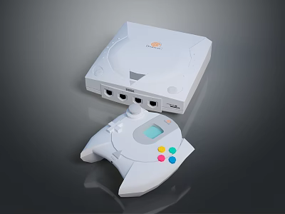White Game Console with Wireless Controller as Entertainment Electronics Featuring Colorful Buttons and Screen Interface 3d model