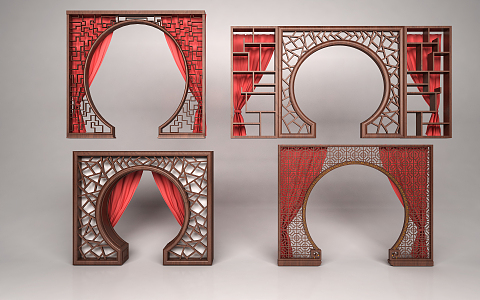 Chinese door arch partition 3d model