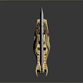 Decorative Ornate Black Blade With Golden Dragon Hilt And Intricate Rune Patterns