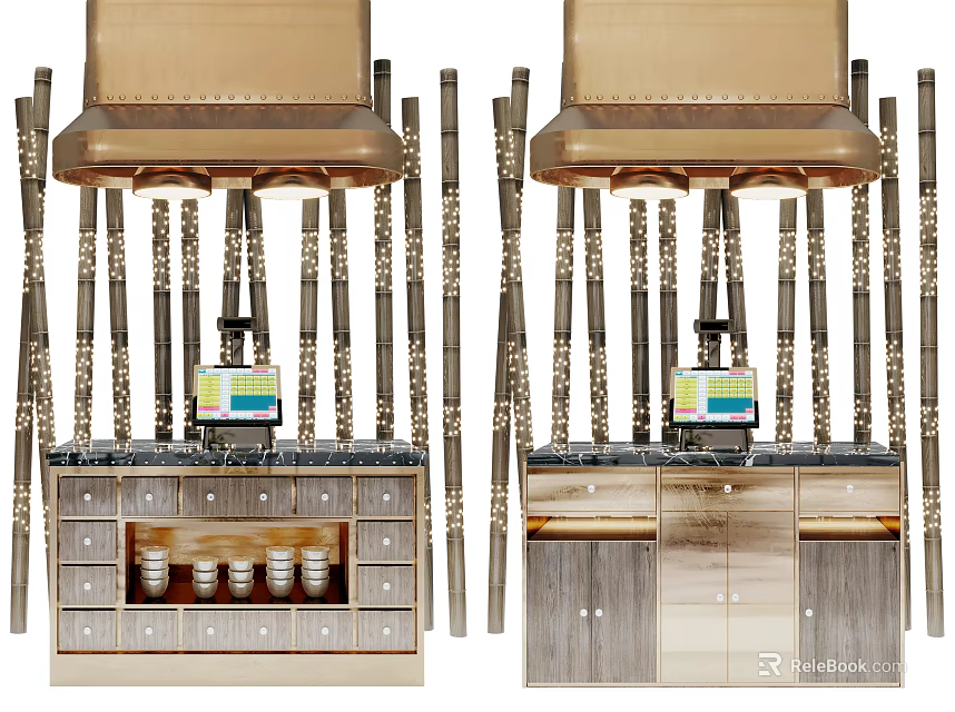Elegant Modern Luxury Sideboard Cabinet Featuring Gold Metal Frame Wooden Body Drawers And Storage 3d model 
