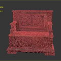 Antique Wooden Bench With Intricate Carved Animal Figures And Dark Wood Design