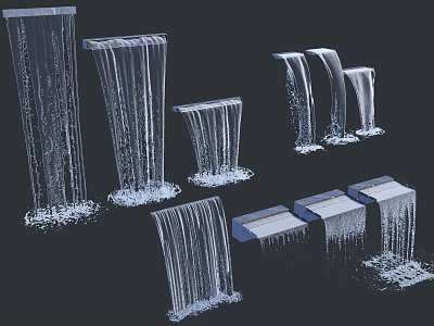 Garden Decorative Ornaments With Various Waterfall Styles And Flowing Water Features 3d model