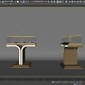 Modern Display Shelves With Glass Cases Golden Bases And White Lighting