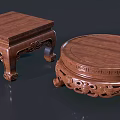 Traditional Wooden Carved Bases With Different Shapes And Decorative Patterns