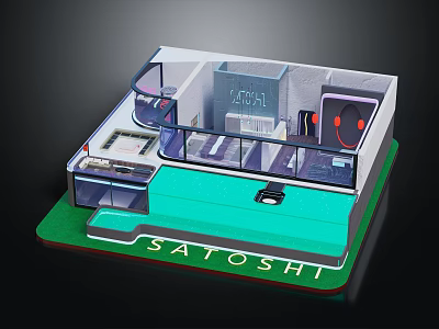 Satoshi Modern Restaurant Interior Design With Seating Area And Glass Elements Layout 3d model