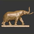 Shiny Golden Elephant Statue On Square Base With Dark Surface Reflection 3d model
