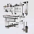 Modern Bathroom Accessories Set With Black Metal Racks Towel Holders Soap Dispensers And Storage