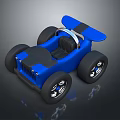 Blue Electric Toy Car for Kids with Black Seats and Rear Spoiler