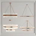 Elegant Modern Chandeliers With Crystal Pendants And Circular Brass Frames 3d model
