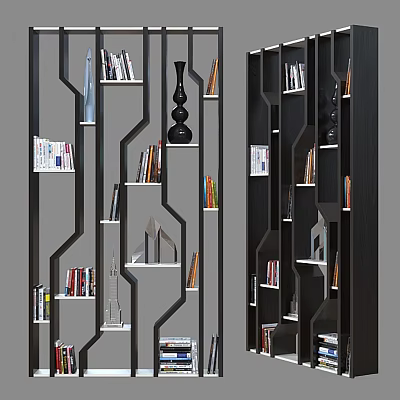 Modern Geometric Storage Shelving Unit With Multilayer Design Books And Decorative Ornaments 3d model