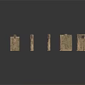 Wooden Architectural Models With Various Shapes And Window Structures Arranged As Building Complex