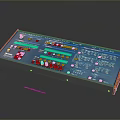Professional Electronic Control Panel With Blue Interface Orange Frame Knobs Buttons And Digital 3d model