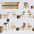 Rattan Table and Chair Combinations with Various Styles for Home Interiors