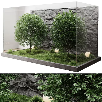 Modern landscape tree bushes 3d model