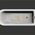Freestanding White Marble Bathtub With Metal Legs Chrome Faucet And Drain Pipe On Dark Background