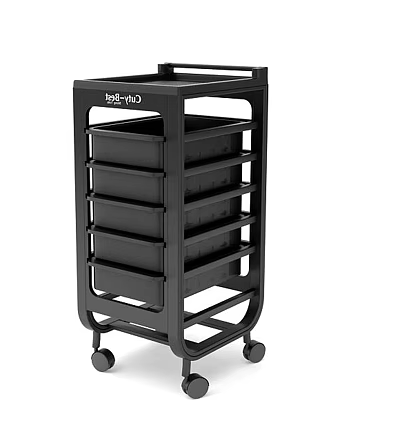 Black Commercial Storage Cart with Multiple Drawers and Rolling Wheels 3d model