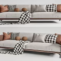 Modern double sofa multiplayer sofa 3d model