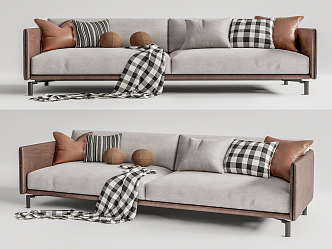 Modern double sofa multiplayer sofa 3d model