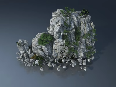 Elegant Modern Hinged Door Design With Natural Stone Accents And Greenery 3d model