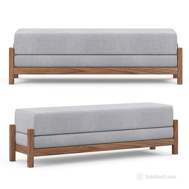 Modern Gray Fabric Sofa With Wooden Frame For Living Room Decor 3d model 