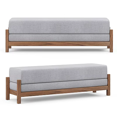 Modern Gray Fabric Sofa With Wooden Frame For Living Room Decor 3d model