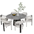 Modern Dining Table and Chair Combination Round Dining Table and Chair Combination 3d model