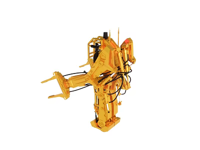 Yellow Industrial Robotic Arm With Mechanical Components And Engineering Structure 3d model