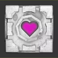 Unique Weapon Cube With Gray Geometric Design And Pink Heart Shaped Windows 3d model