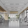 Modern Fitness Gym Interior With Spin Bikes Treadmills And Natural Light