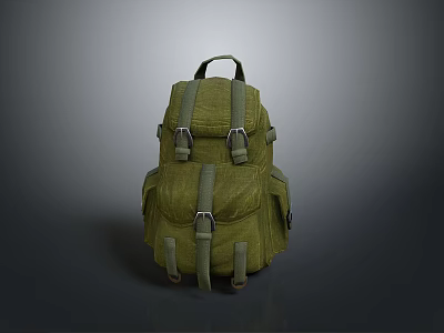 Practical Green Backpack With Adjustable Straps And Multiple Pockets For Daily Use 3d model