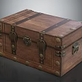 Vintage Wooden Trunk With Metal Clasps Brass Rivets And Antique Lock