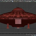 Sci Fi Flying Saucer Model With Disc Shaped Body Top Antenna And Textured Surface