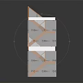 Multi Level Wooden Staircase Model With Transparent Walls And Grid Base