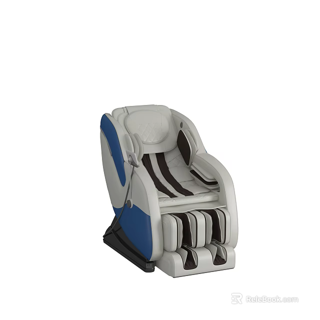 Modern Gray and Blue Massage Chair With Striped Pattern and Comfortable Design 3d model 