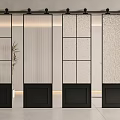 Modern Interior Sliding Doors With Black Frame And Glass Panel Design 3d model