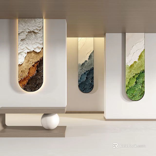 Modern Foyer Hallway With Artistic Decorative Panels 3d model 