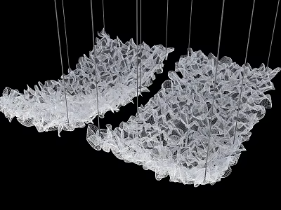 Modern Ceiling Design With Hanging Crystal Inspired Decorative Structures For Elegant Interior 3d model