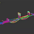 Modern Curved Bridge Structure With Lanes And Decorative Metallic Railings Design