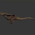 Flying Dragon Model With Brown Yellow Scales Extended Wings And Detailed Tail