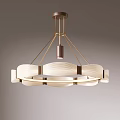 Light Colored Modern Wooden Chandelier With Circular Design And Metal Frame